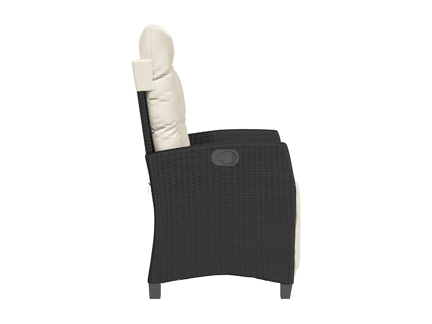 Sillón reclinable de jardín con reposapiés ratán PE negro KOW61787