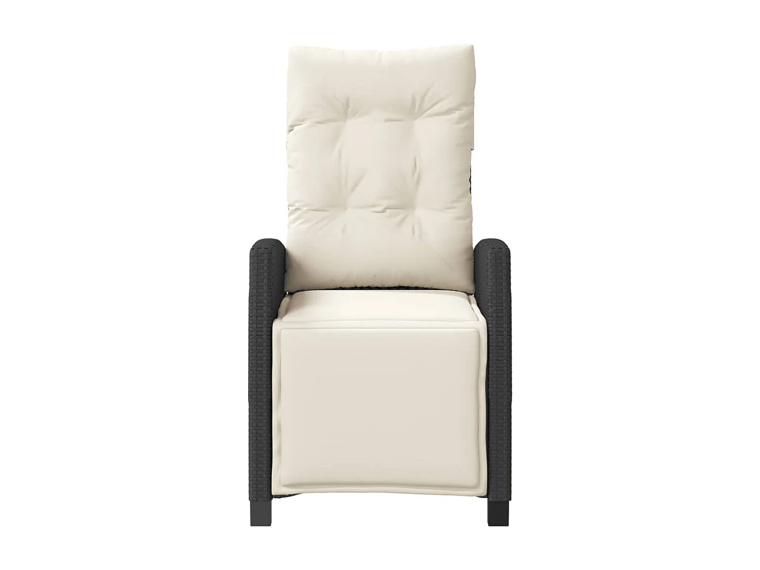 Chaise inclinable de jardin et repose-pied noir résine tressée REO77065