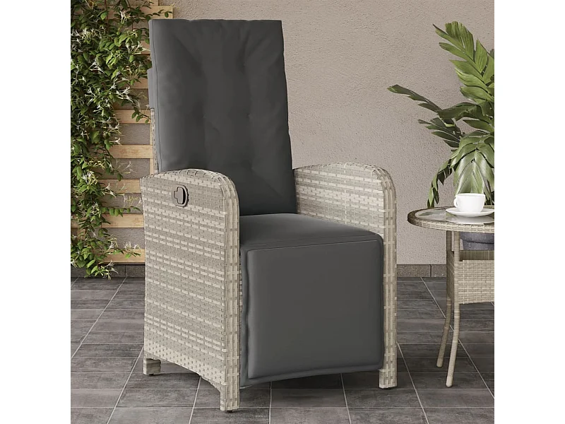 Chaise inclinable de jardin avec repose-pied gris clair rotin REO59927