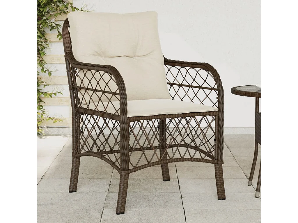 Chaises de jardin avec coussins lot de 2 marron résine tressée REO35608