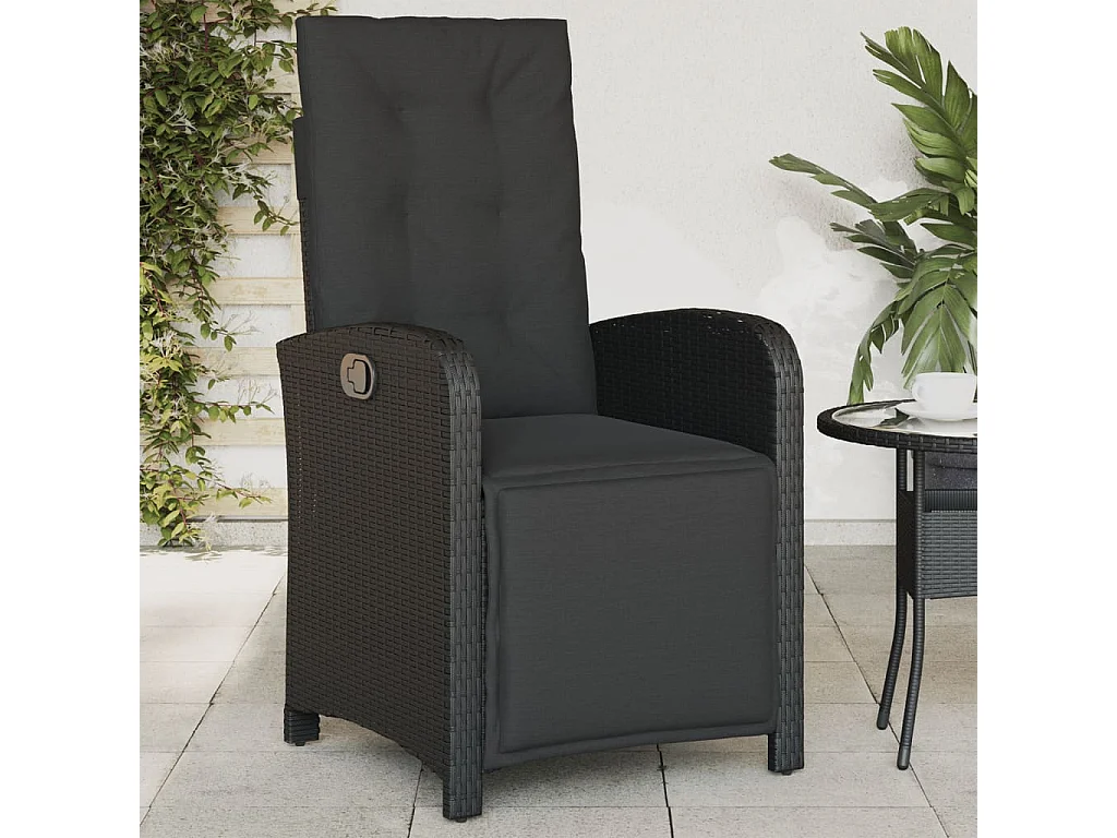 Tuinstoelen 2 st verstelbaar met voetensteun poly rattan zwart NL40632