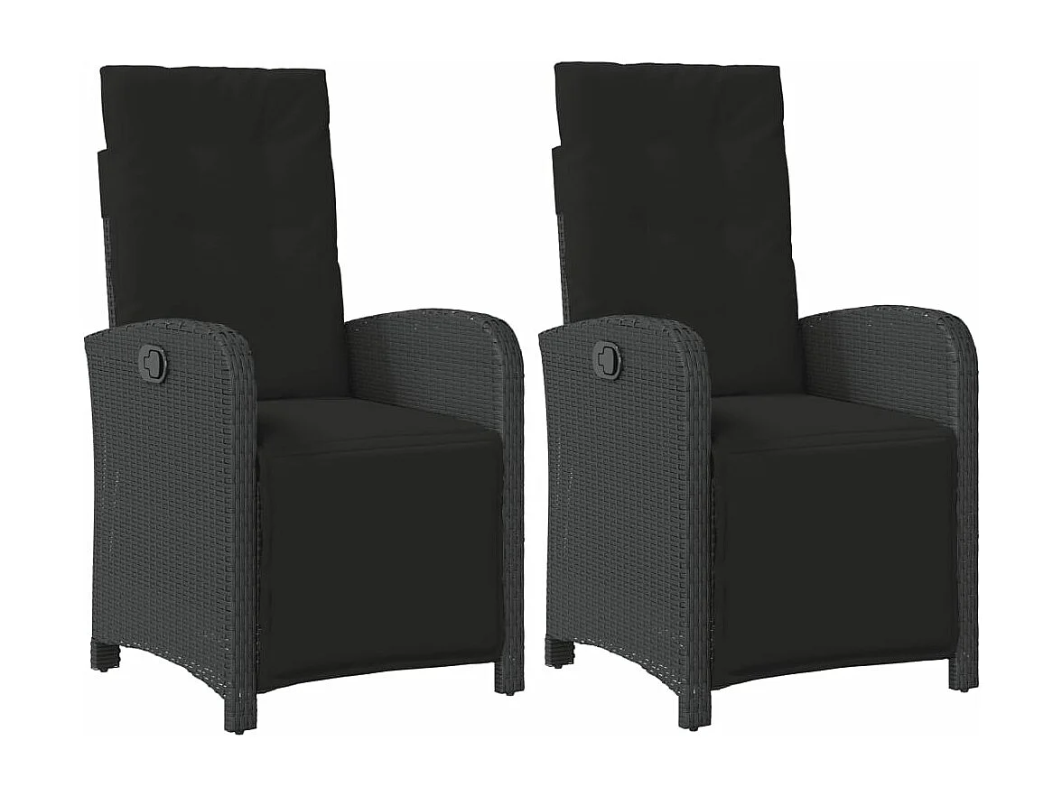 Chaises inclinables de jardin lot de 2 repose-pied noir rotin REO64727