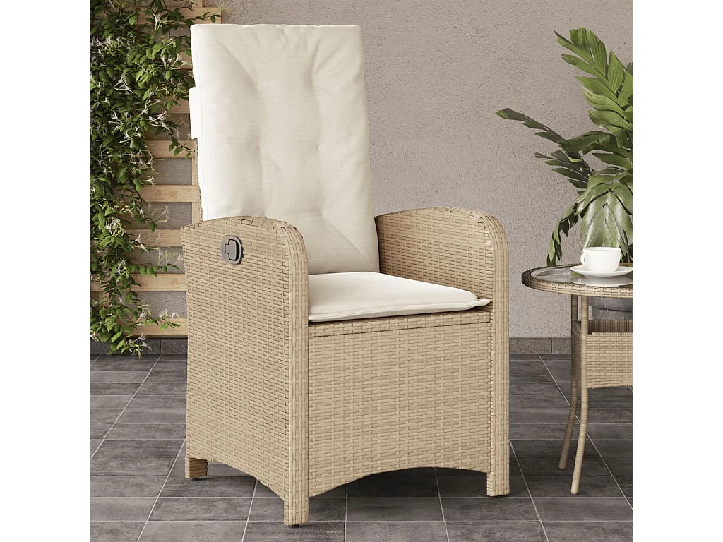 Chaises inclinables de jardin lot de 2 et coussins beige rotin REO63320