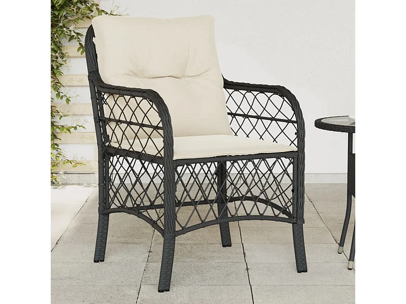 Chaises de jardin avec coussins 2 pcs noir résine tressée REO94913