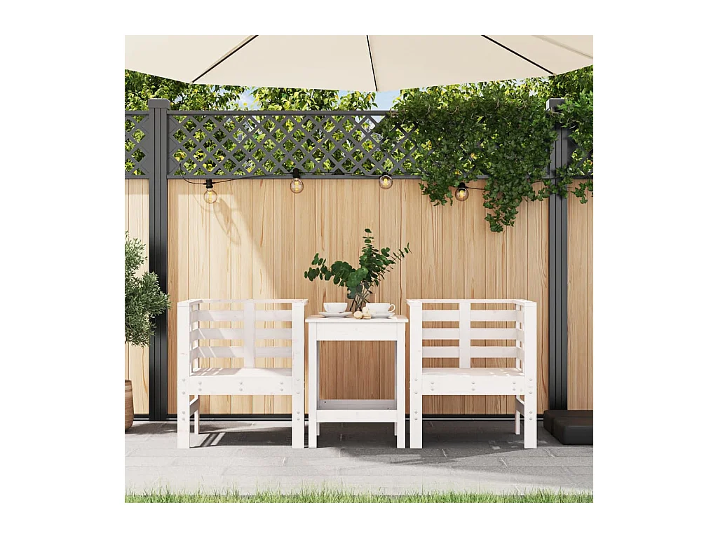Cadeiras de jardim 2 pcs 61,5x53x71 cm pinho maciço branco PT141900