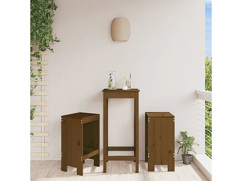 Juego de 2 Taburetes de cocina madera pino marrón miel 40x36x75 cm KOW27105