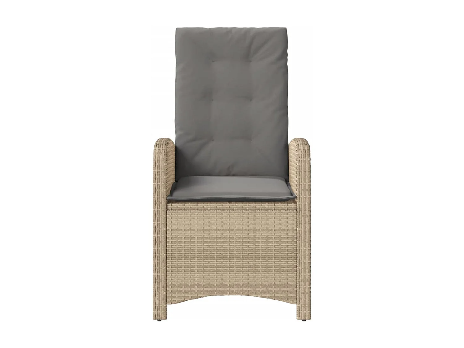 Sillón reclinable de jardín con cojines ratán PE beige mixto KOW66148