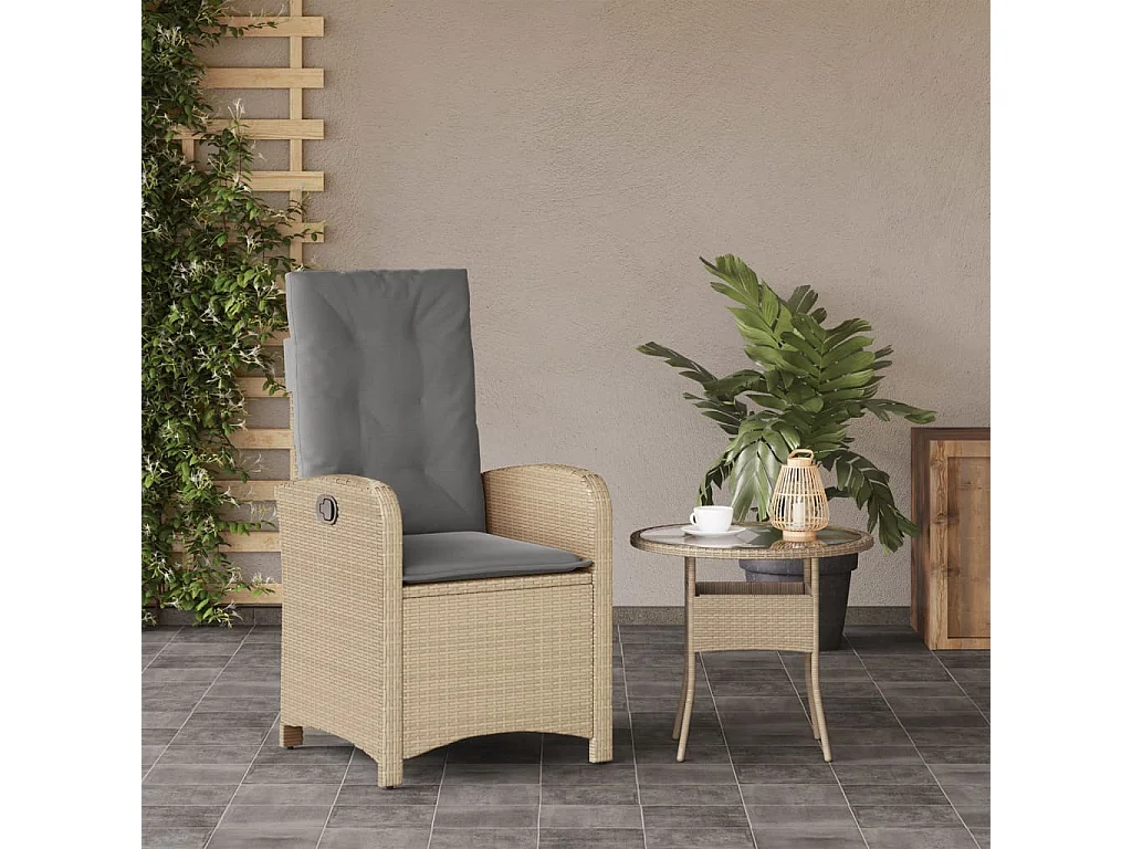 Tuinstoel verstelbaar met kussens poly rattan gemengd beige NL65409