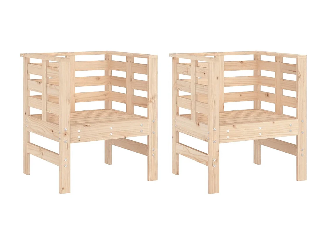 Chaises de jardin lot de 2 61,5x53x71 cm bois de pin massif REO23917