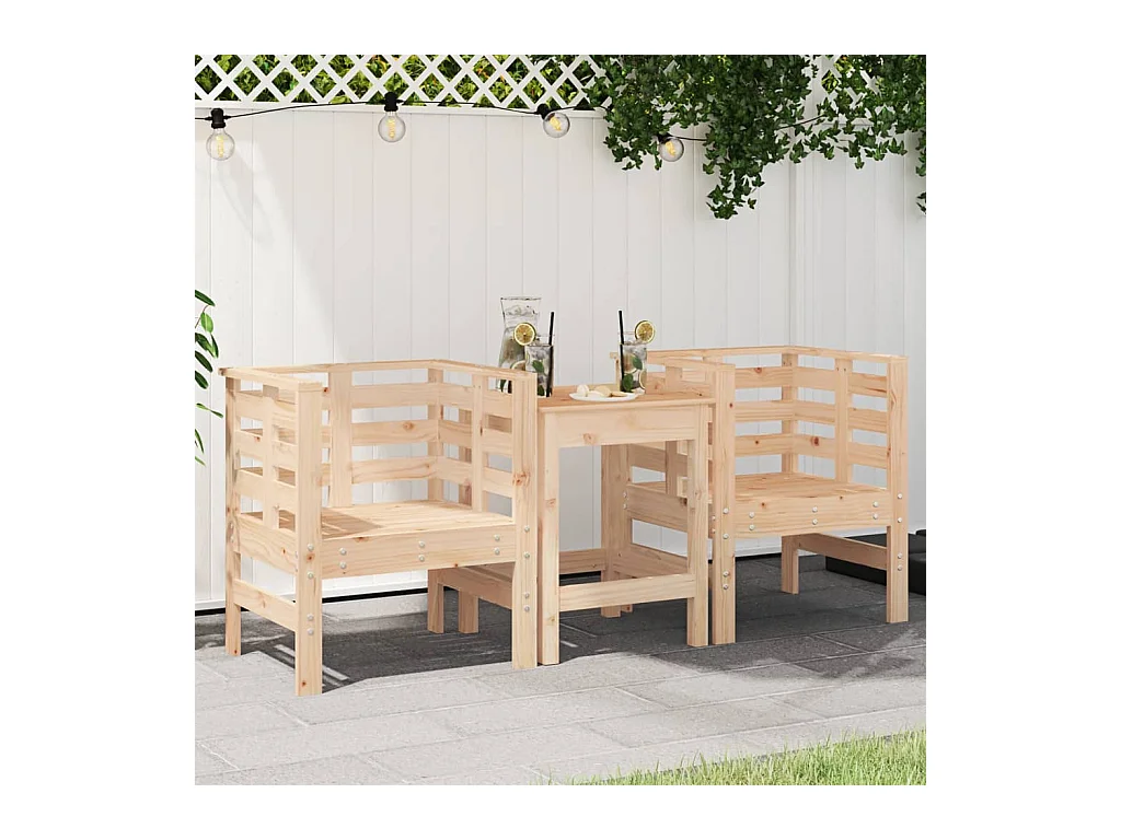 Juego de 2 Sillas de jardín madera maciza pino 61,5x53x71 cm KOW89790