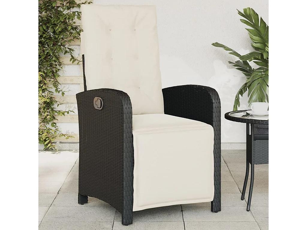 Chaises inclinables de jardin lot de 2 repose-pied noir rotin REO91891