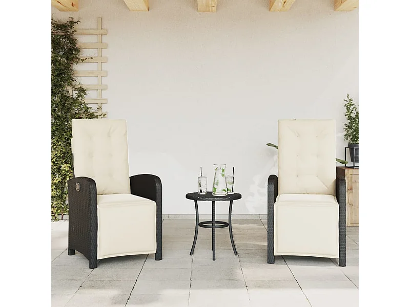Chaises inclinables de jardin lot de 2 repose-pied noir rotin REO91891
