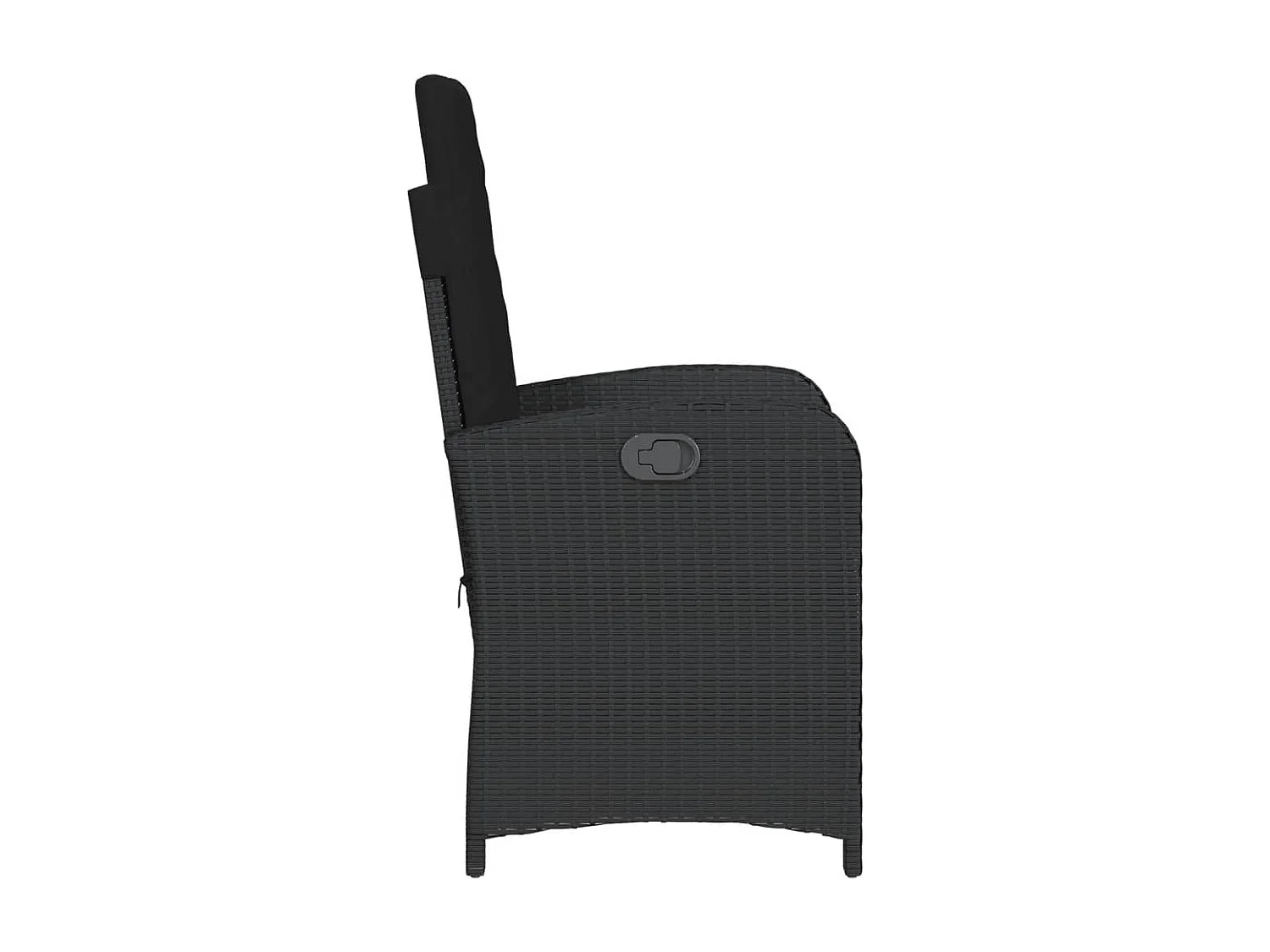 Chaise inclinable de jardin avec coussins noir résine tressée REO66502