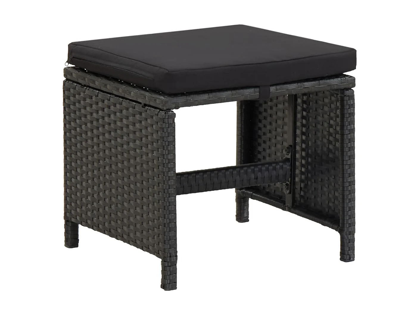 Tabourets de jardin 4 pcs avec coussins Résine tressée Noir REO87580