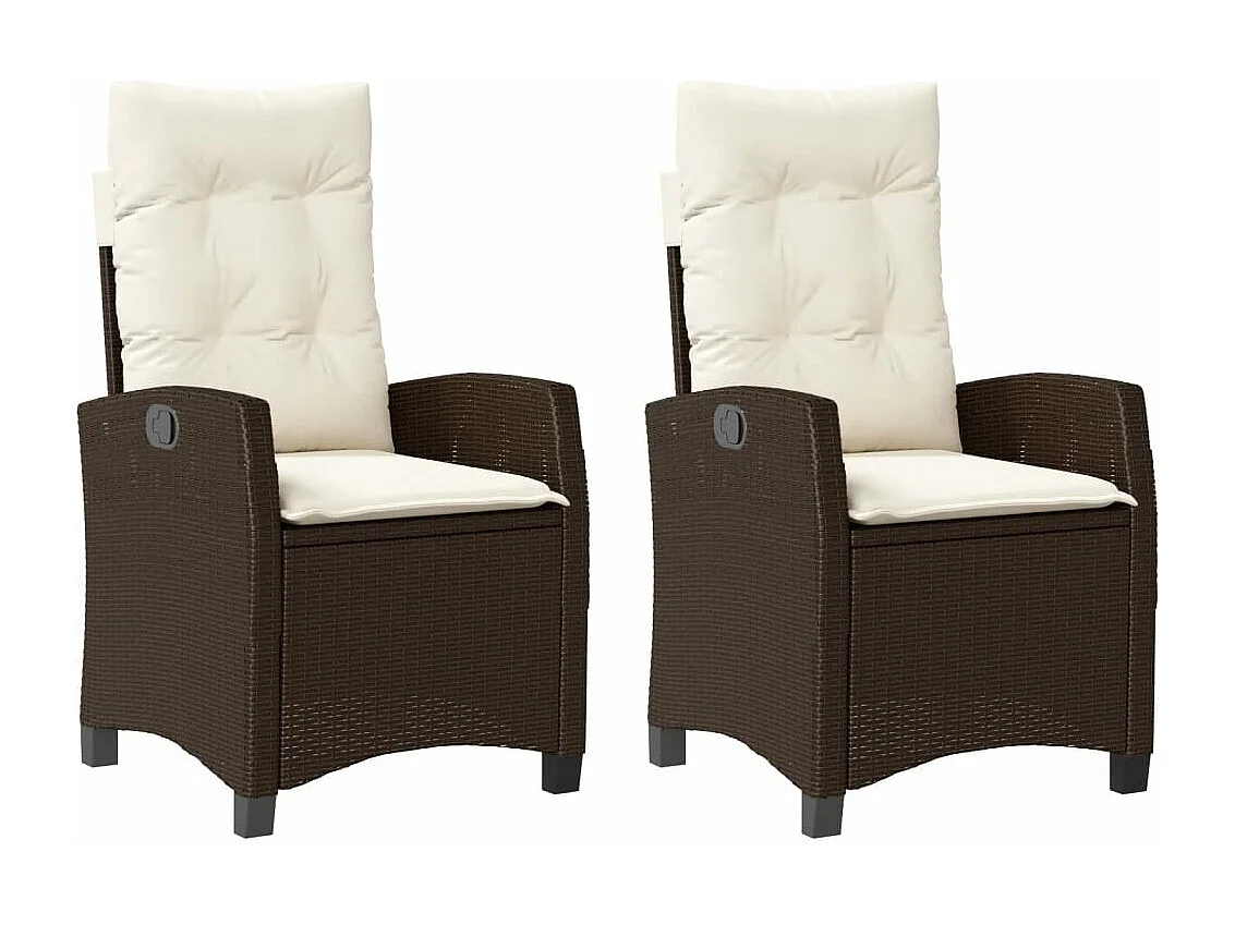 Chaises inclinables de jardin lot de 2 et coussins marron rotin REO78829