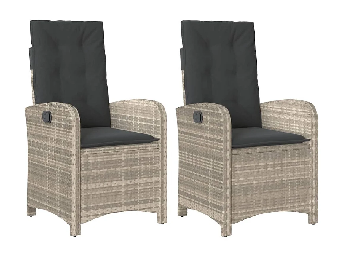 Chaises inclinables jardin lot de 2 et coussins résine tressée REO83867