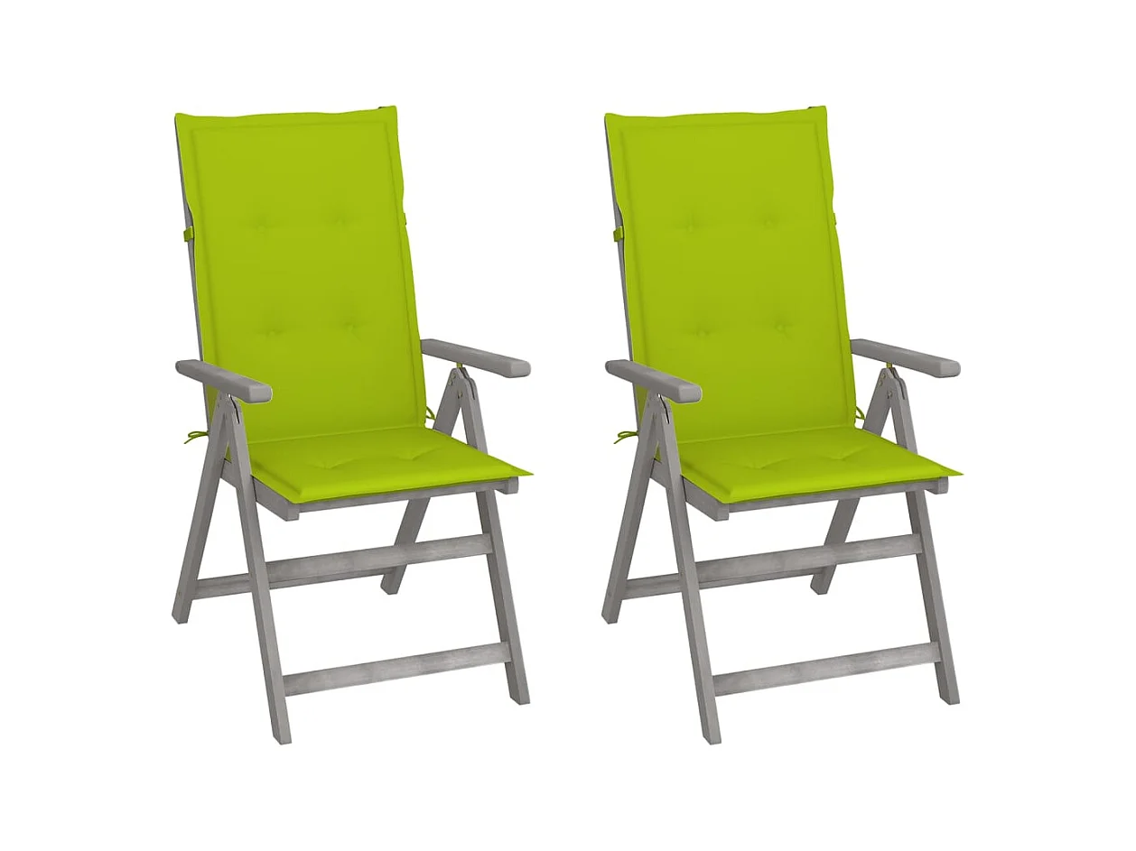 Chaises inclinables de jardin 2 pcs avec coussins Bois d'acacia REO52076