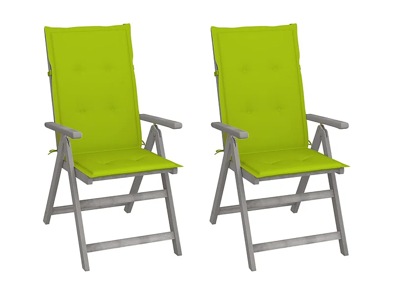 Chaises inclinables de jardin 2 pcs avec coussins Bois d'acacia REO52076