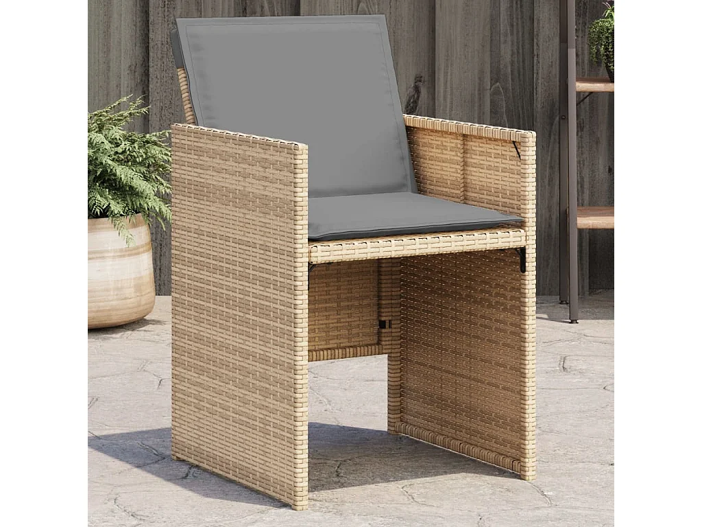 Juego de 4 Sillones jardín con cojines ratán sintético beige mezcla KOW13706