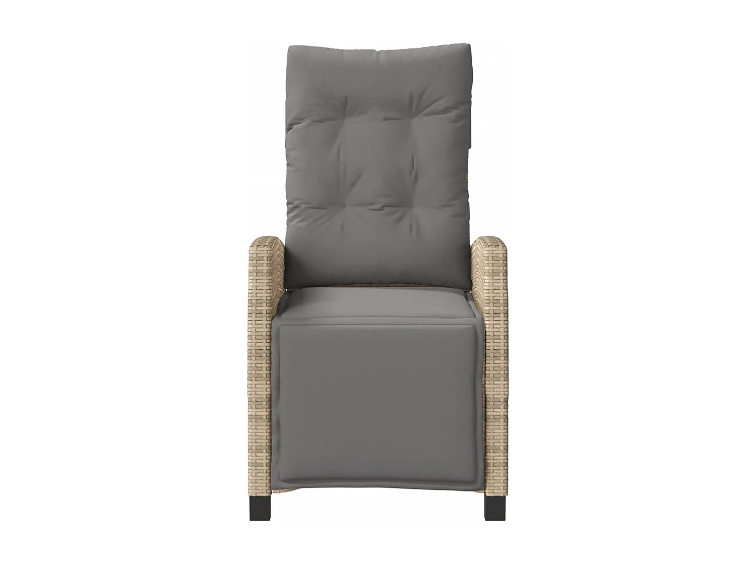 Tuinstoel verstelbaar met voetensteun poly rattan gemengd beige NL12900