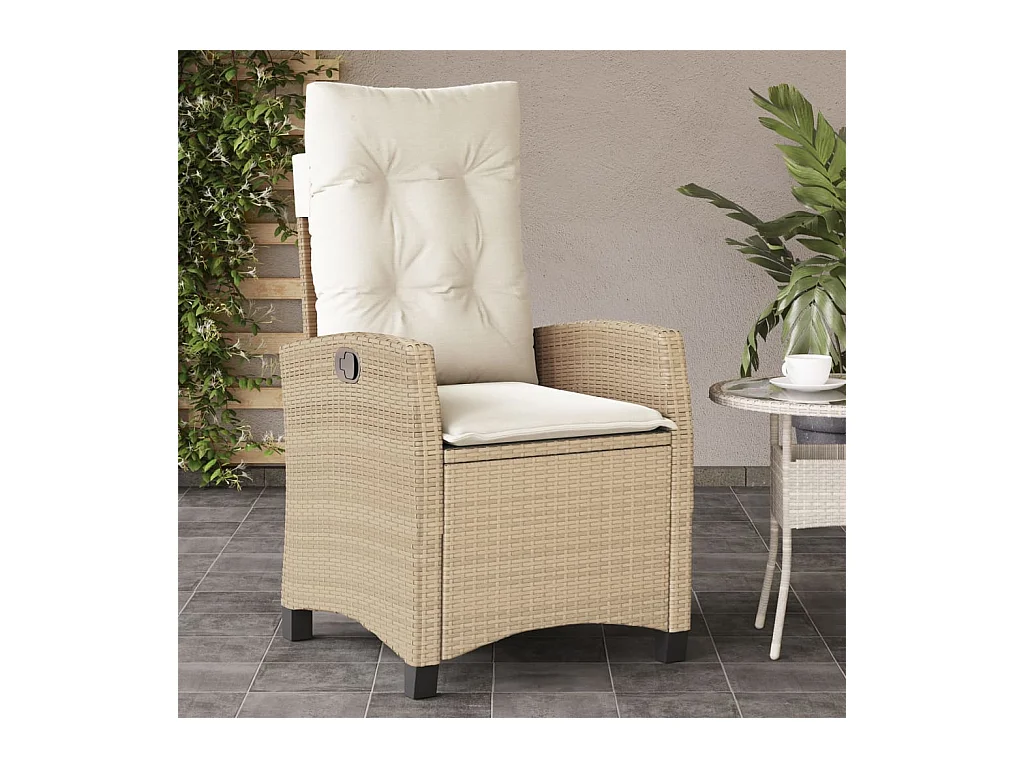 Chaises inclinables de jardin lot de 2 et coussins beige rotin REO54848