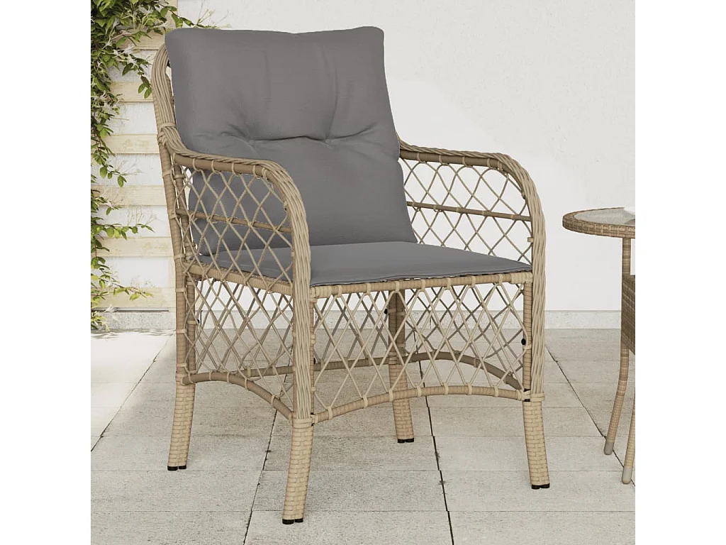 Chaises de jardin avec coussins lot de 2 mélange beige rotin REO13817