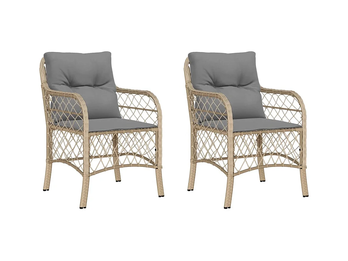 Chaises de jardin avec coussins lot de 2 mélange beige rotin REO13817