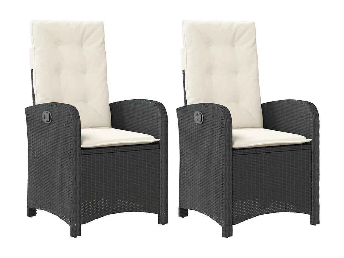 Tuinstoelen 2 st verstelbaar met kussens poly rattan zwart NL95910