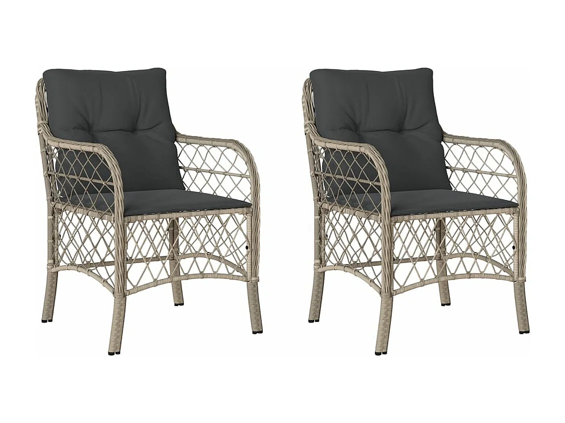 Chaises de jardin coussins lot de 2 gris clair résine tressée REO95733