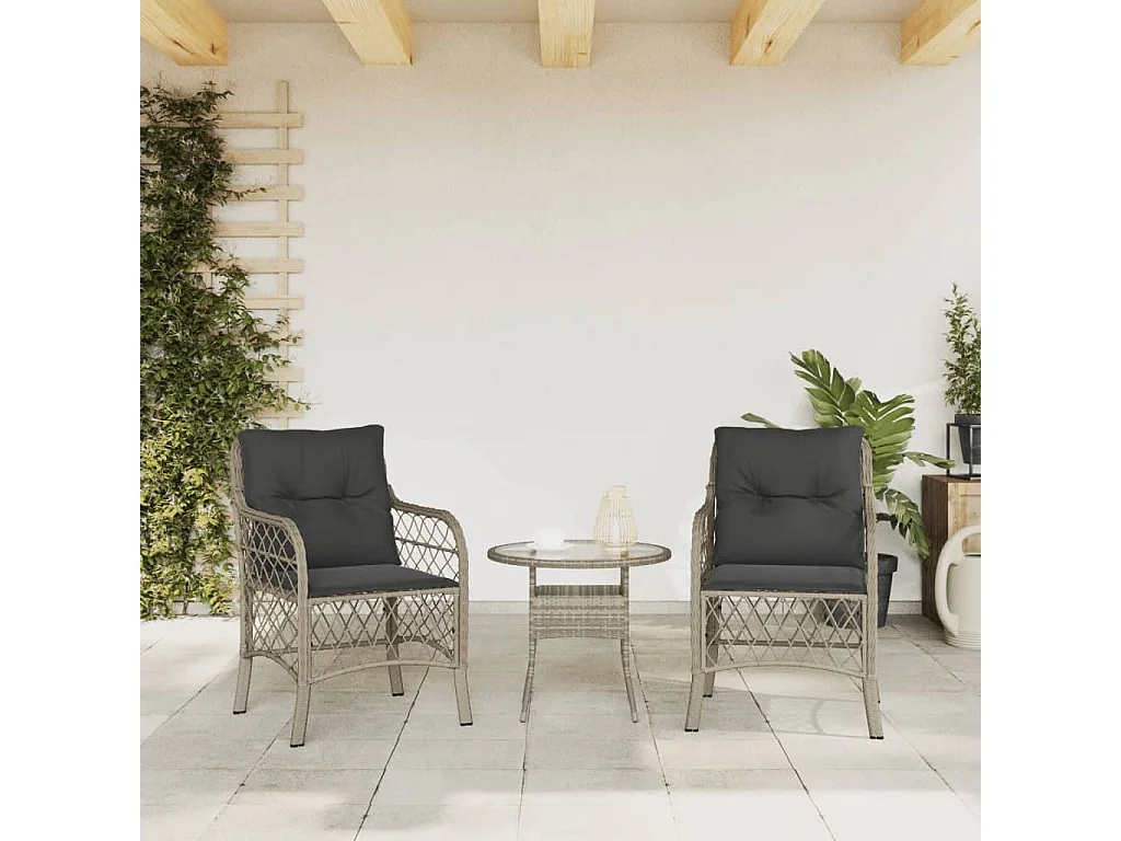 Chaises de jardin coussins lot de 2 gris clair résine tressée REO95733
