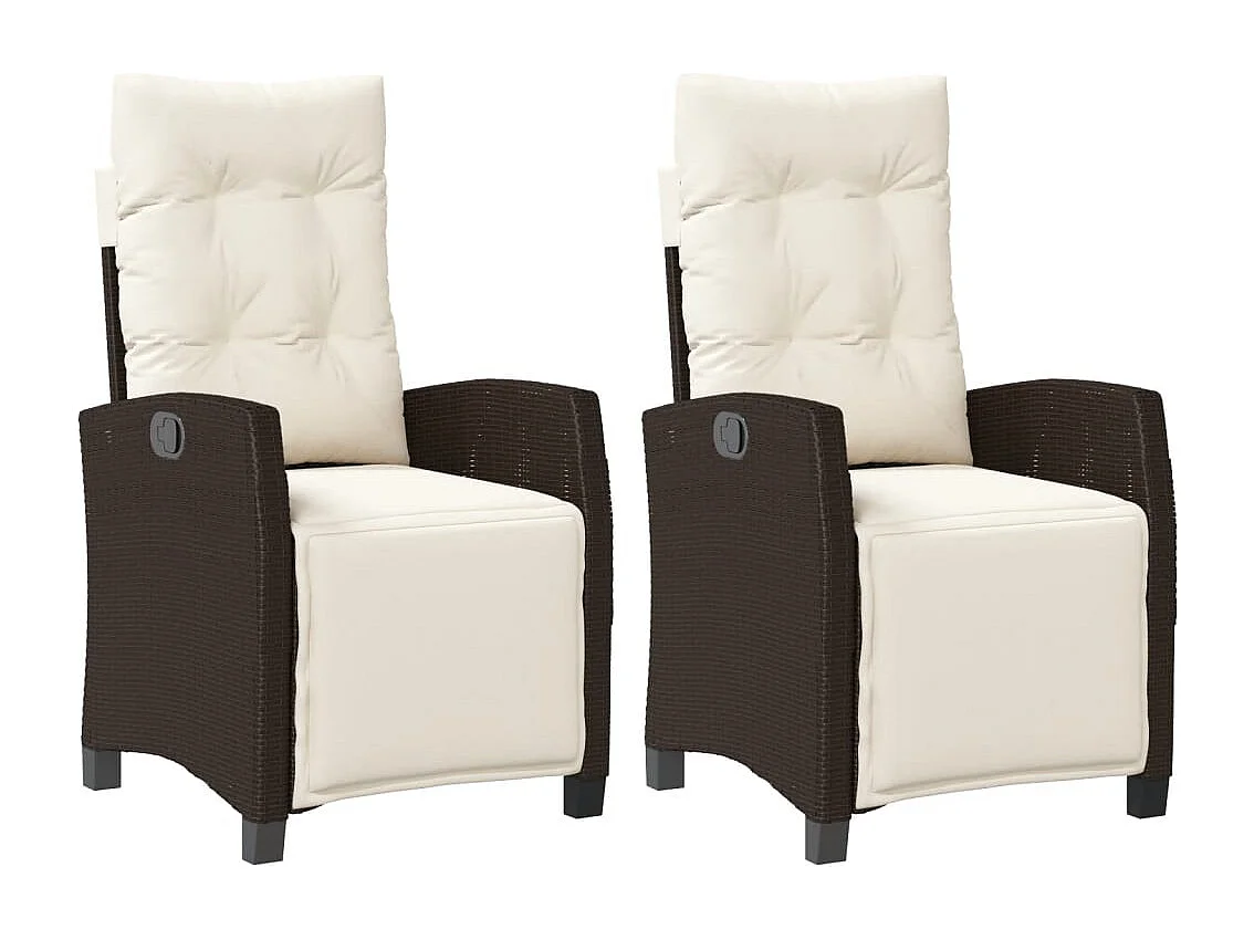 Cadeiras jardim reclináveis 2 pcs c/ apoio de pés vime castanho PT344845