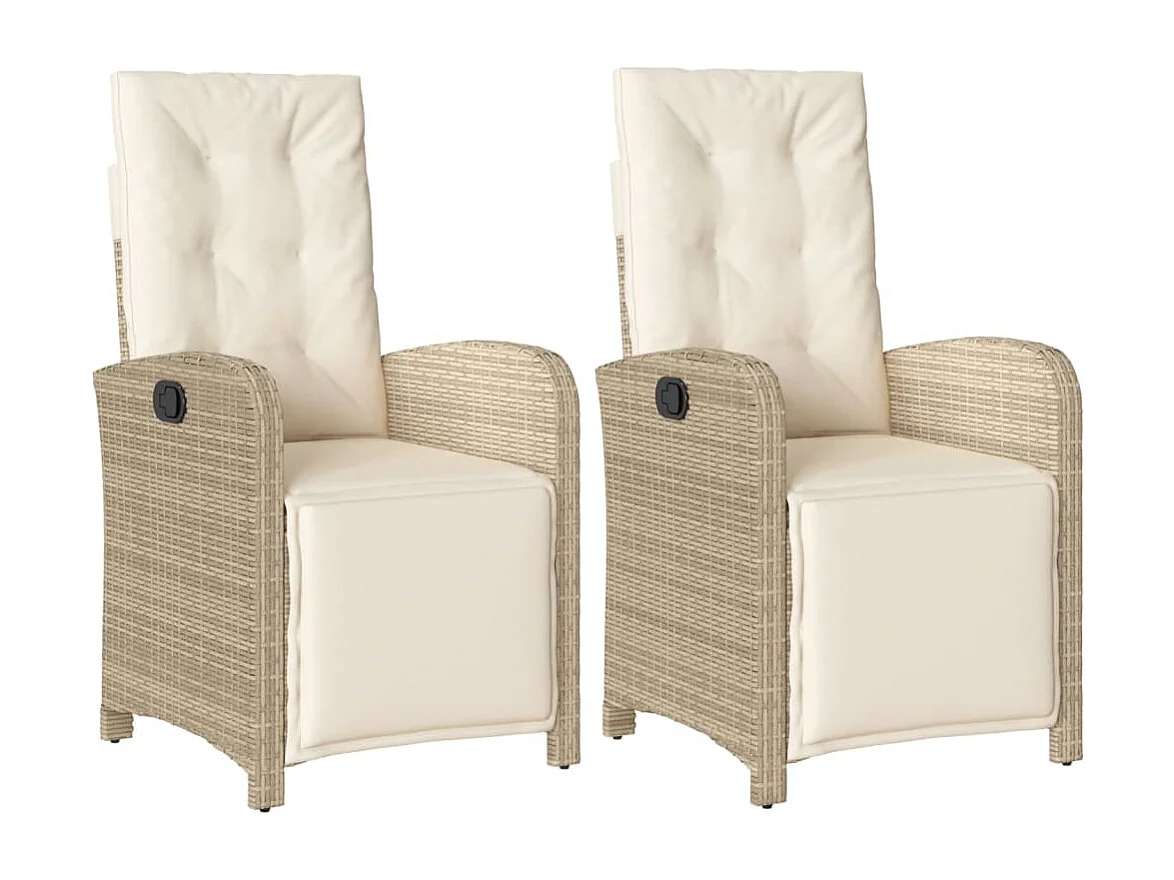 Chaises inclinables de jardin lot de 2 avec repose-pied rotin REO31487