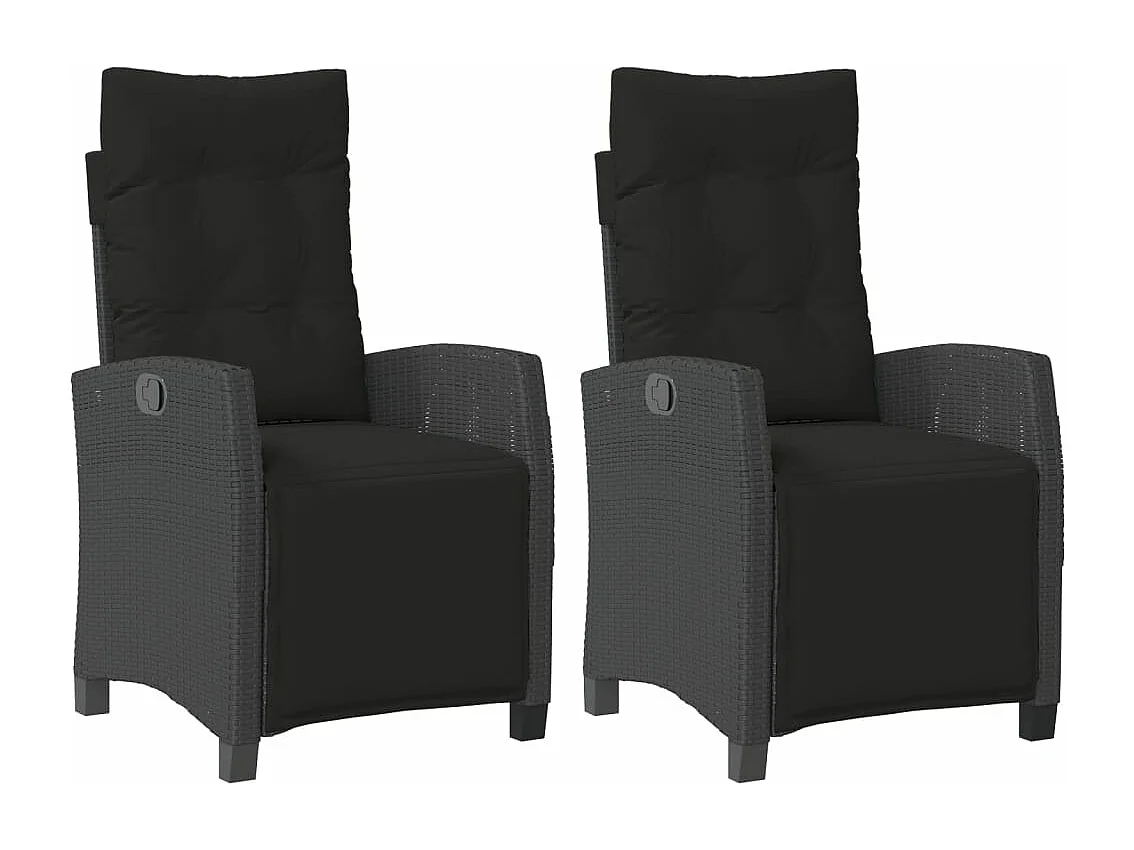 Cadeiras jardim reclináveis 2 pcs c/ apoio de pés vime PE preto PT392192