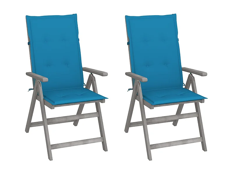 Chaises inclinables de jardin 2 pcs avec coussins Bois d'acacia REO69385