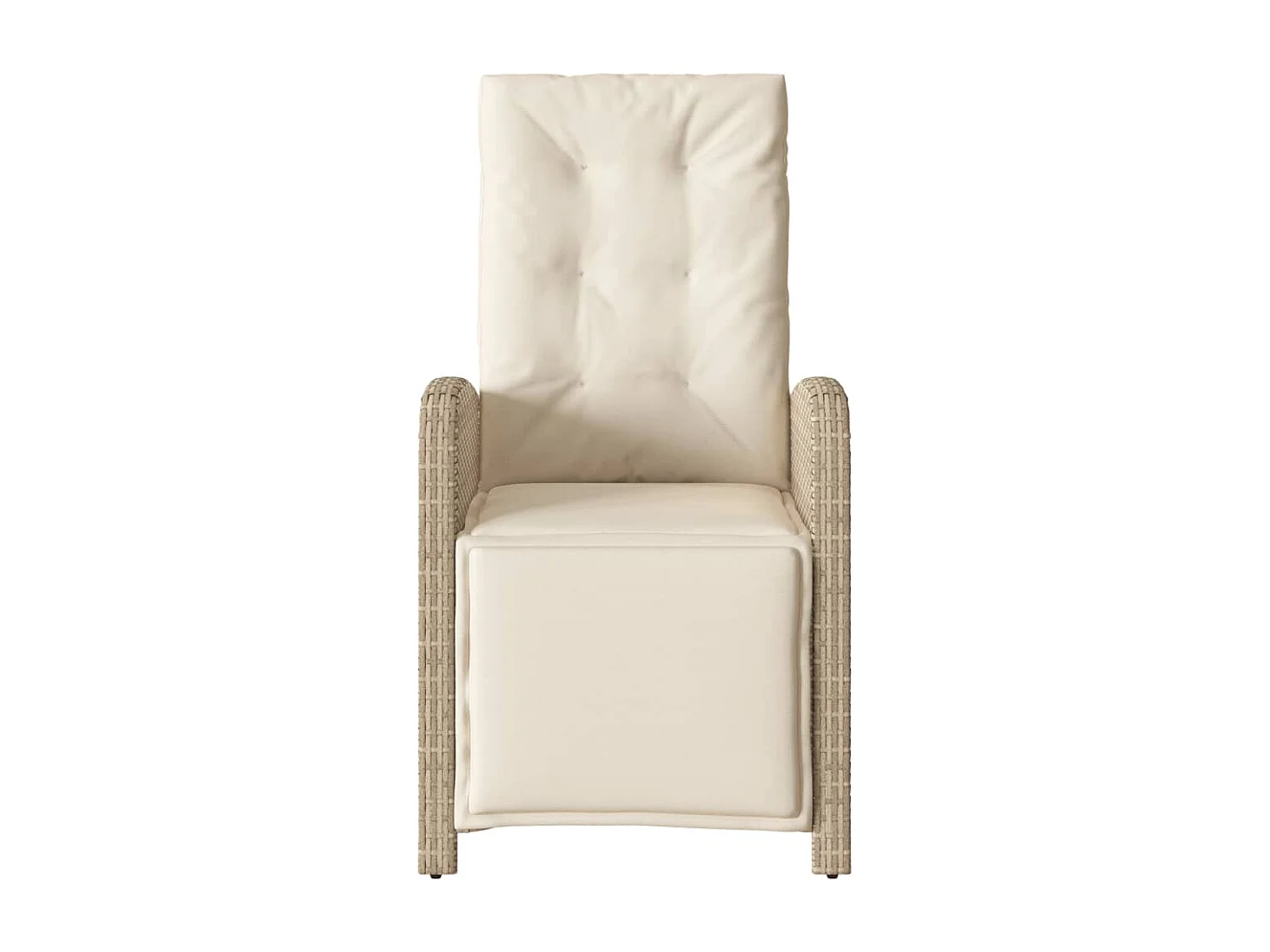 Chaise inclinable de jardin et repose-pied beige résine tressée REO18897