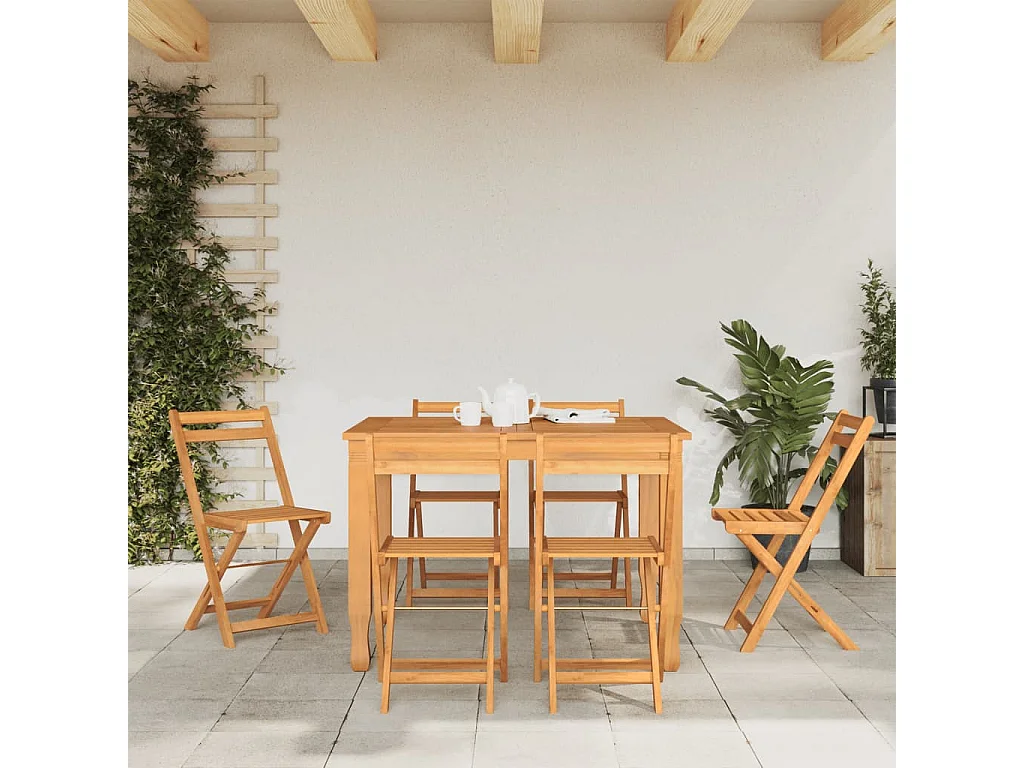 Chaises de bistrot pliantes lot de 6 bois d'acacia solide REO42938
