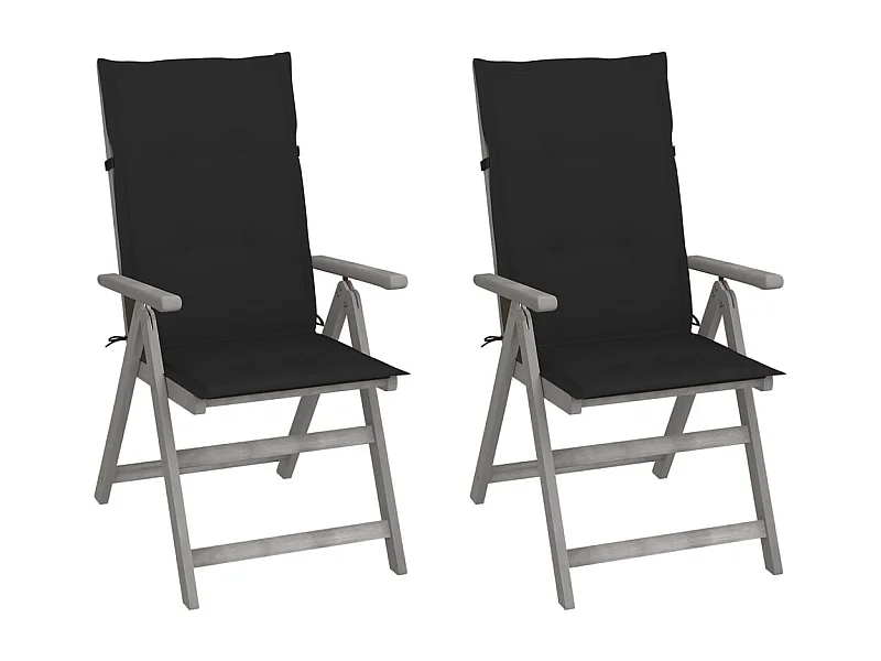 Chaises inclinables de jardin 2 pcs avec coussins Bois d'acacia REO31870