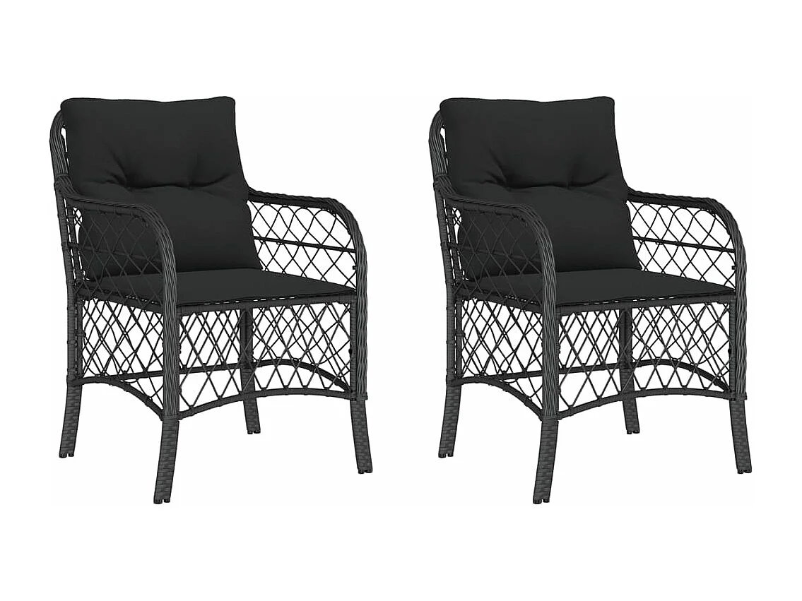 Chaises de jardin avec coussins 2 pcs noir résine tressée REO77610