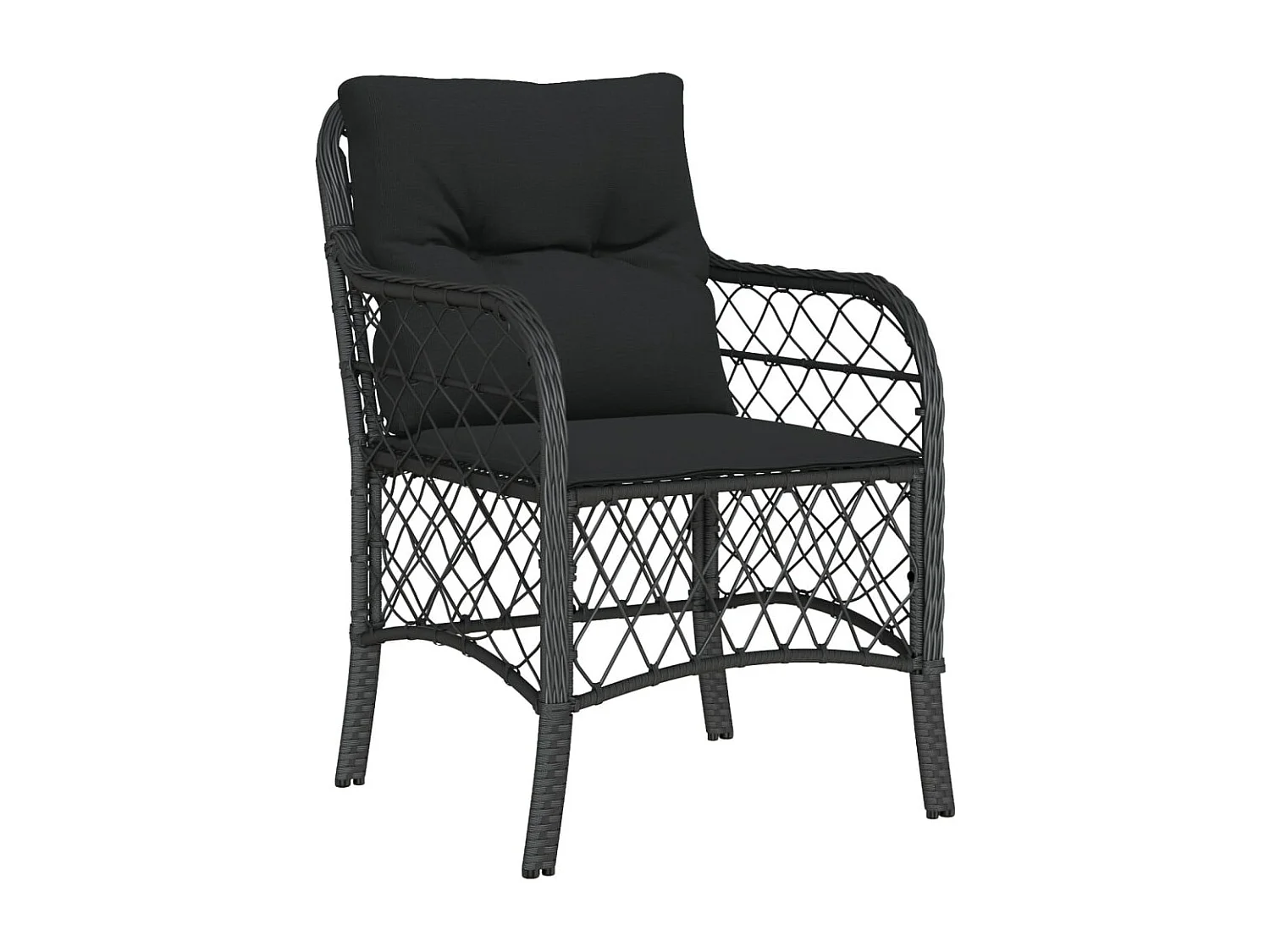 Chaises de jardin avec coussins 2 pcs noir résine tressée REO77610
