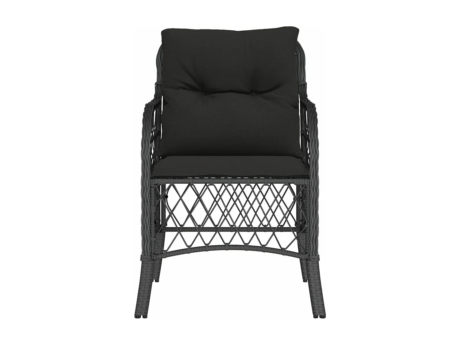 Chaises de jardin avec coussins 2 pcs noir résine tressée REO77610