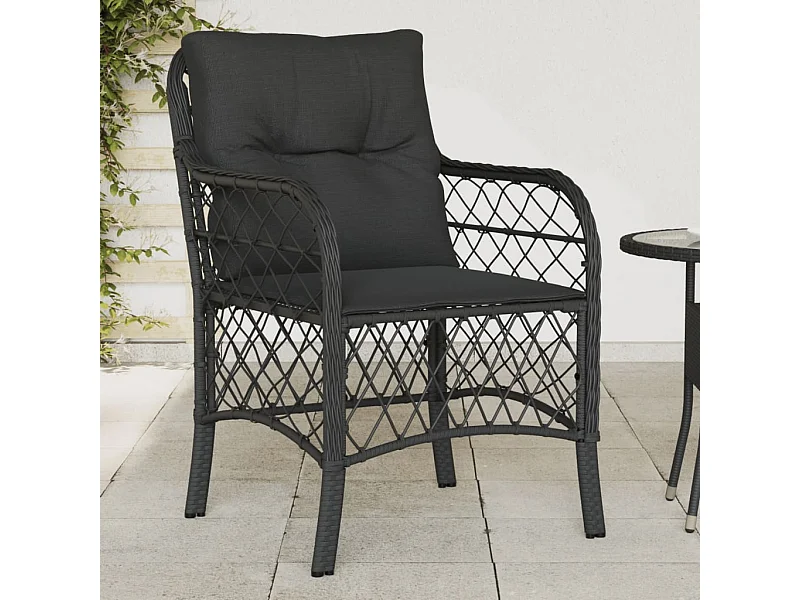 Chaises de jardin avec coussins 2 pcs noir résine tressée REO77610