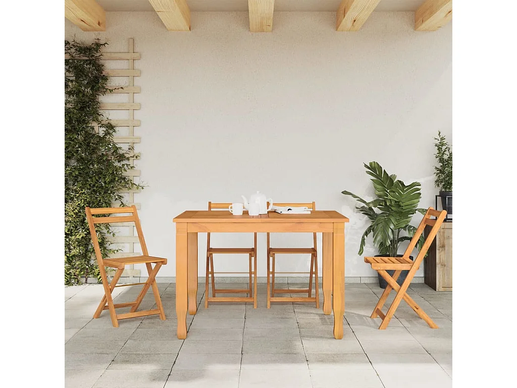 Chaises de bistrot pliantes lot de 4 bois d'acacia solide REO76061