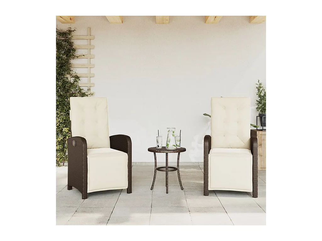 Chaises inclinables de jardin lot de 2 avec repose-pied rotin REO77790