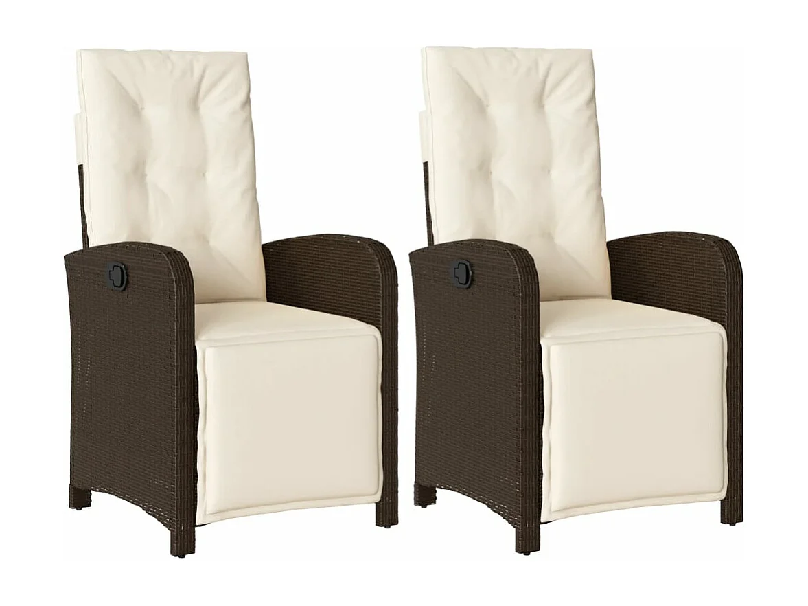 Chaises inclinables de jardin lot de 2 avec repose-pied rotin REO77790