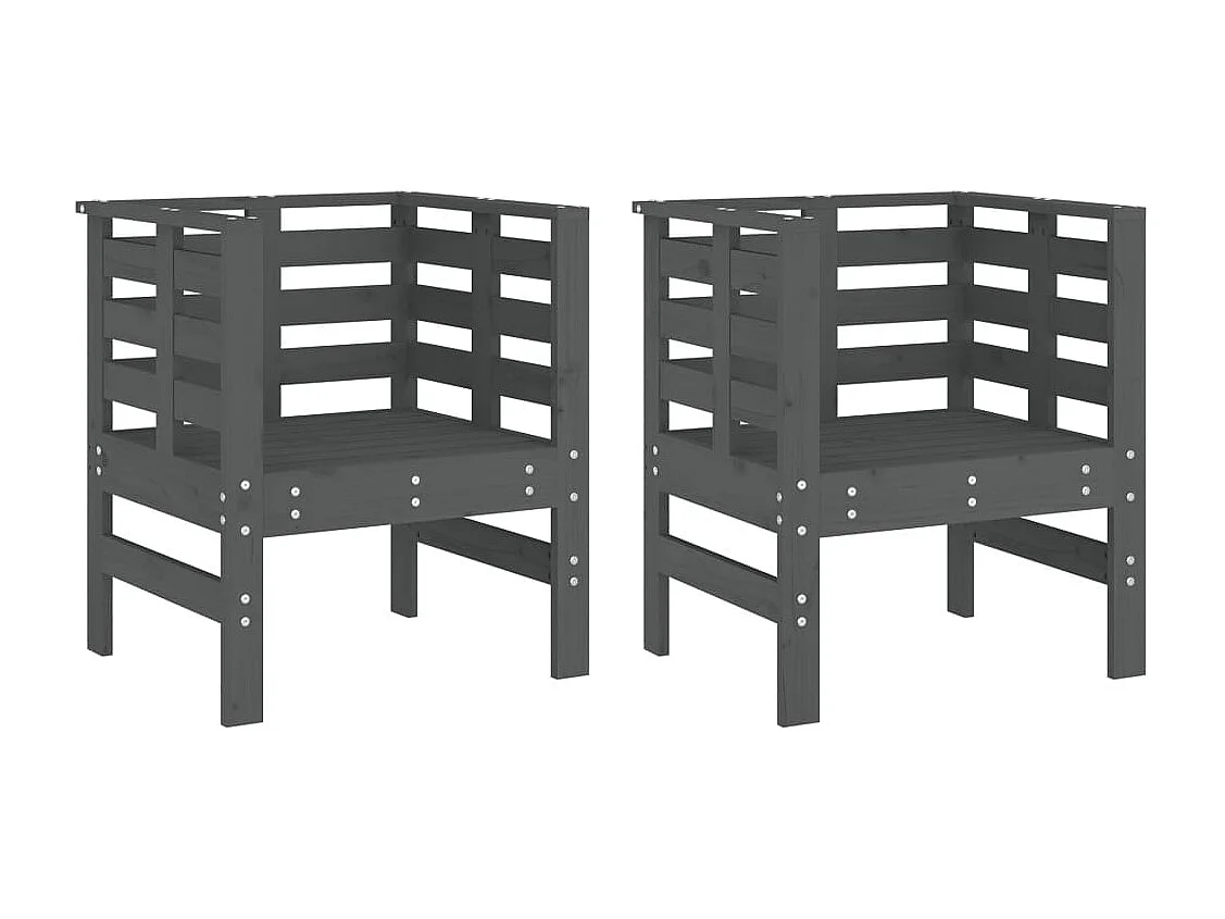 Cadeiras de jardim 2 pcs 61,5x53x71 cm pinho maciço cinzento PT354040