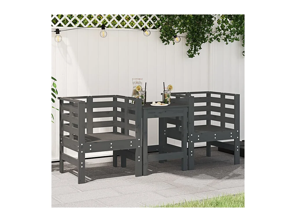 Chaises de jardin lot de 2 gris 61,5x53x71cm bois de pin massif REO13302