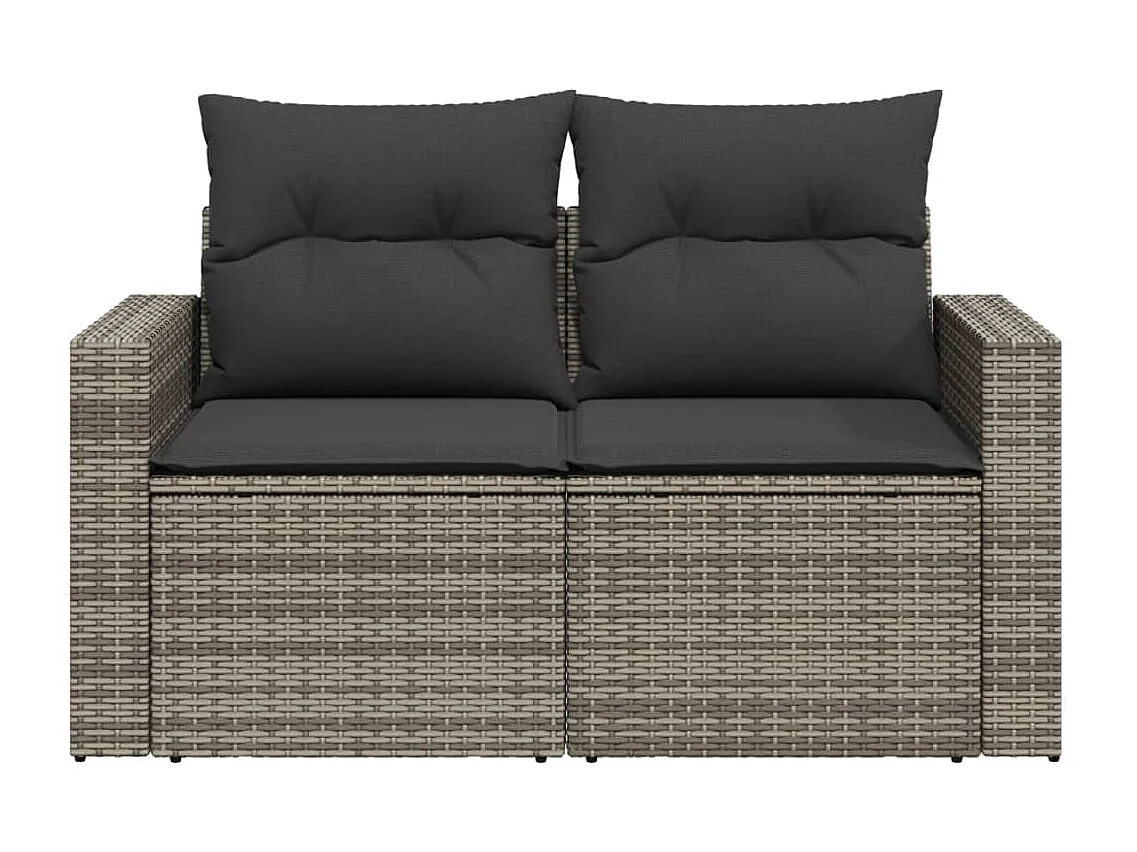 Tuinbank 2-zits met kussens poly rattan grijs NL426481