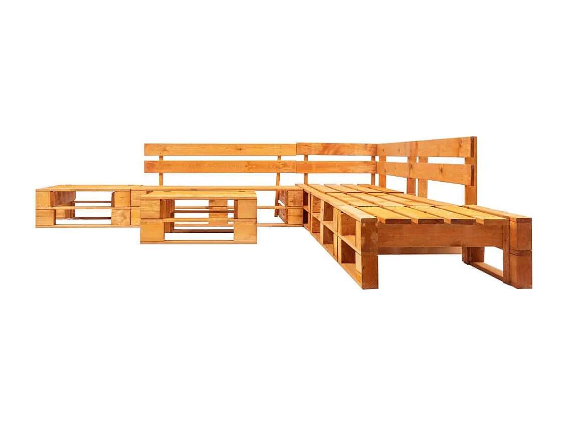 6-tlg. Garten-Sitzgruppe: Sofa + Tisch | Garten-Lounge-Set aus Paletten Holz Honigbraun -GKD537781