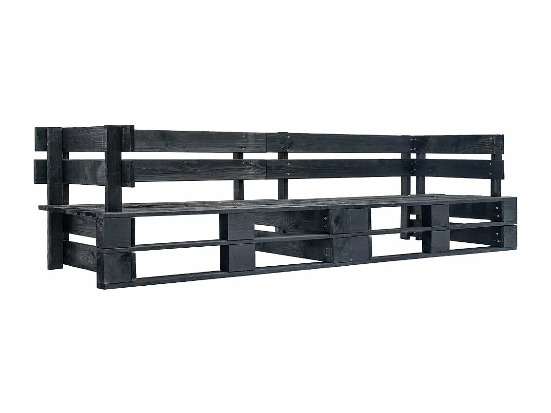 Canapé palette à 2 places de jardin noir bois REO78594