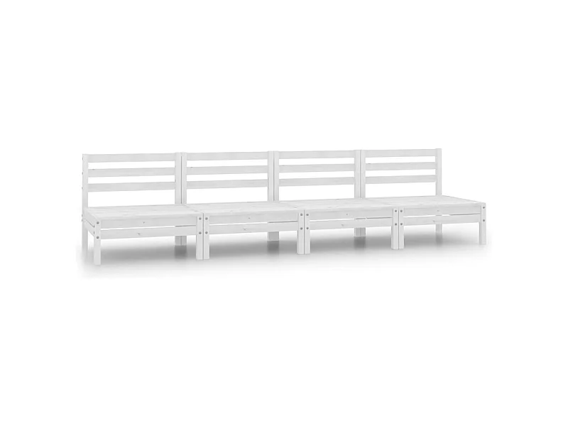 Canapés centraux de jardin 4 pcs Blanc Bois de pin massif REO98227